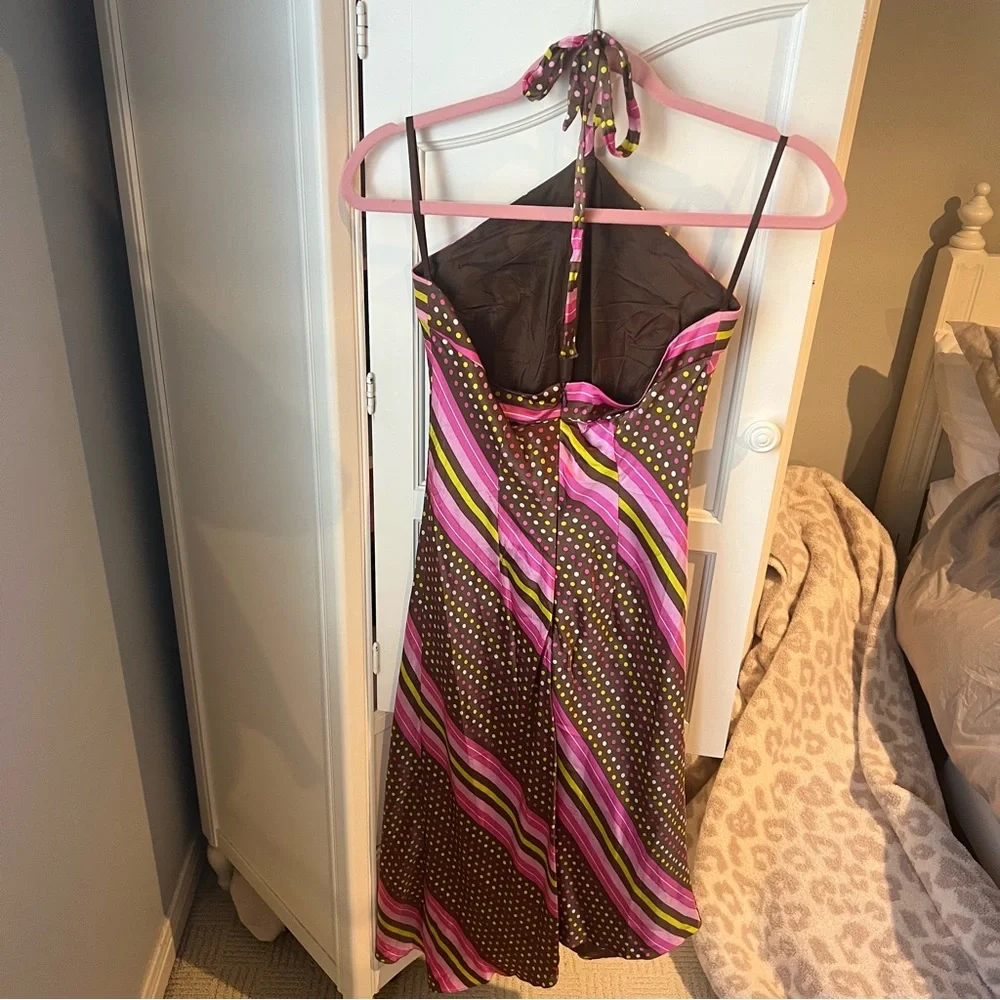 Vintage 100% Silk Halter Midi Dress - Picture 3 of 8